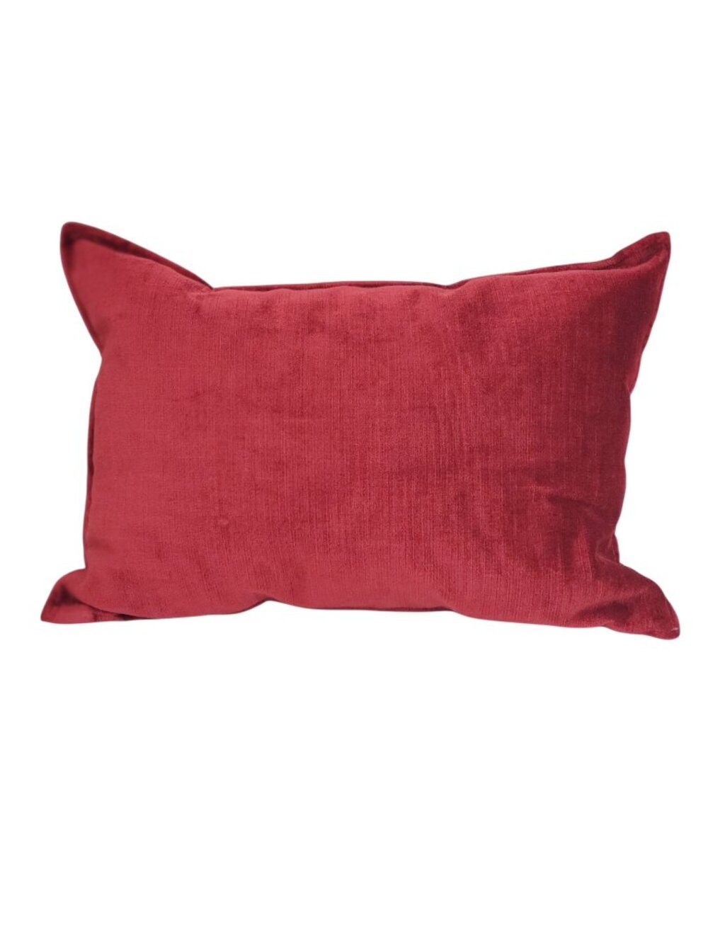 Red Velvet & Linen Reversible Throw Pillow Down Filled Insert 12x18 Inches
